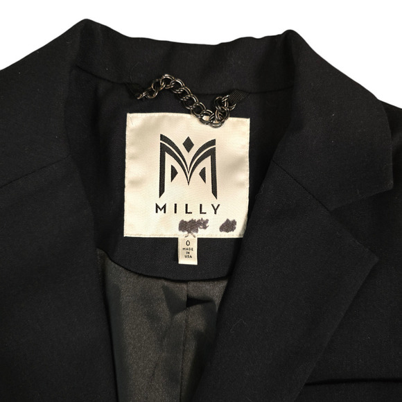 Milly sz 0 xs wool black blazer double button - Picture 4 of 10